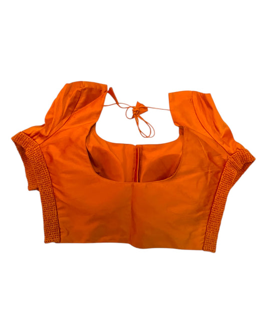 Rust / Dark Orange - HYBRID Silky Saree blouse - With Elastic on both side for Great fit - Size 36",38", 40" S M L - VAM1216 Ap