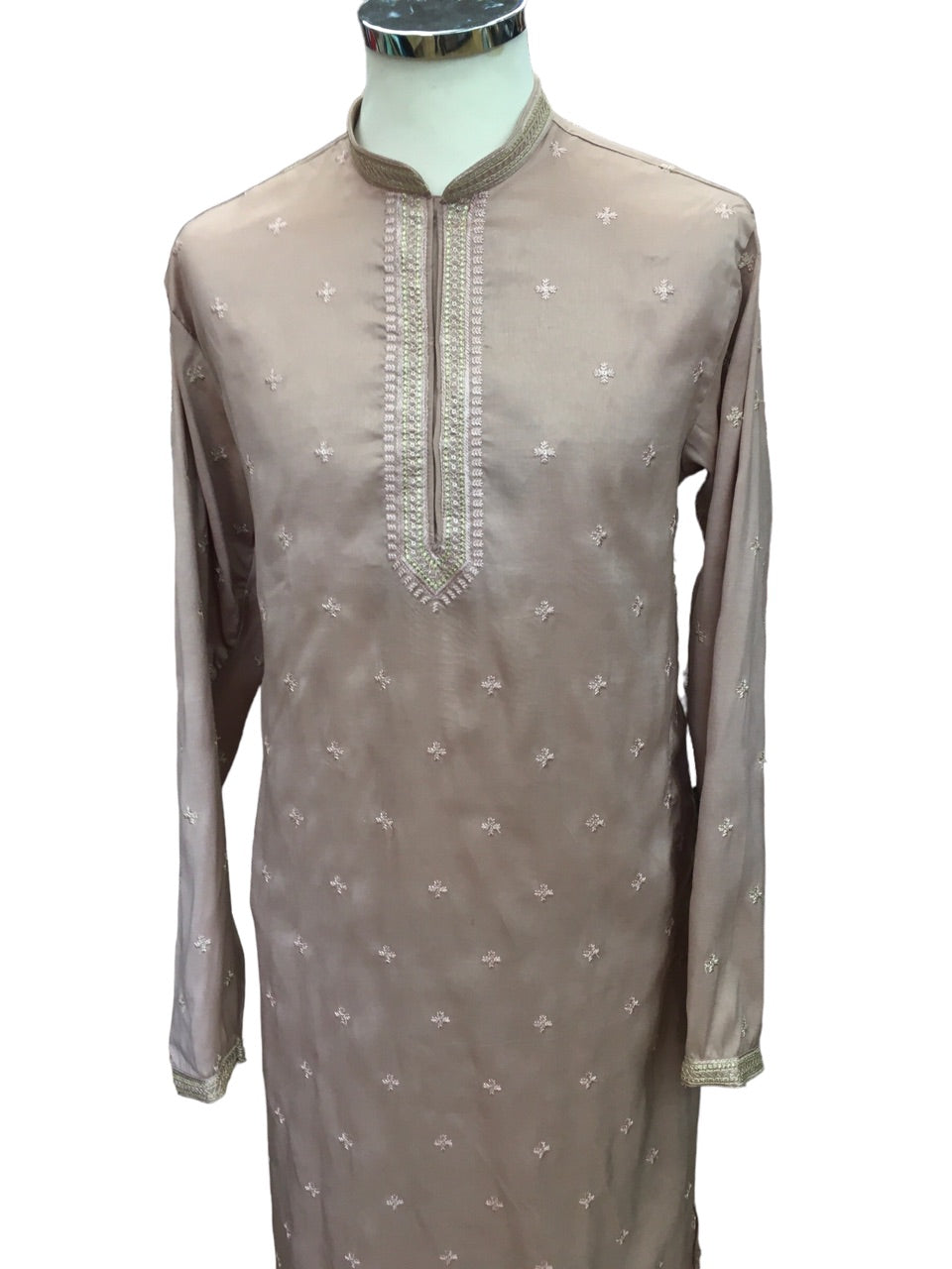 Pink - Cotton Silk Mens Kurta Set with Thread Embroidery- Sangeet Mehendi Haldi Weddings- KCS1041 VK 1123