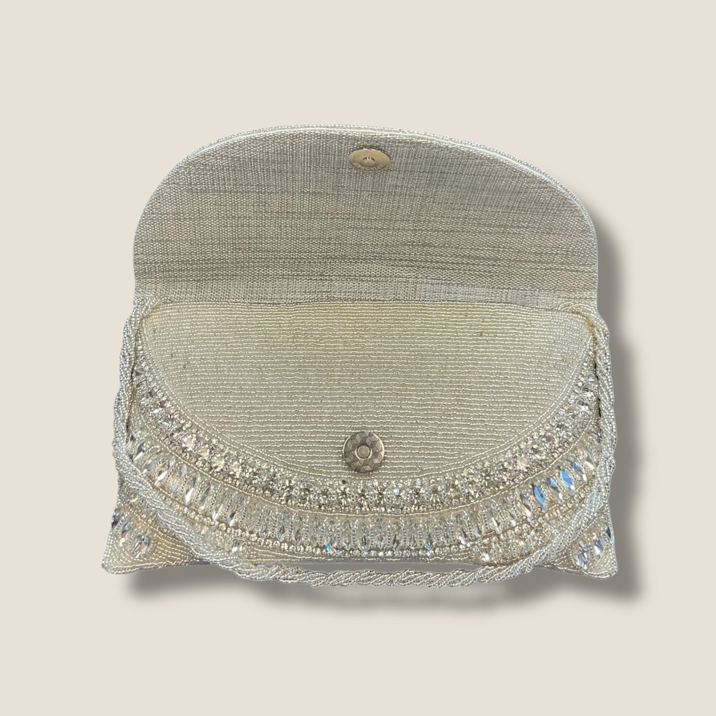 White Finish - Rich Hand Embroidered Clutch Bag / Handbag -Bollywood / Weddings - AKB238 05KP25
