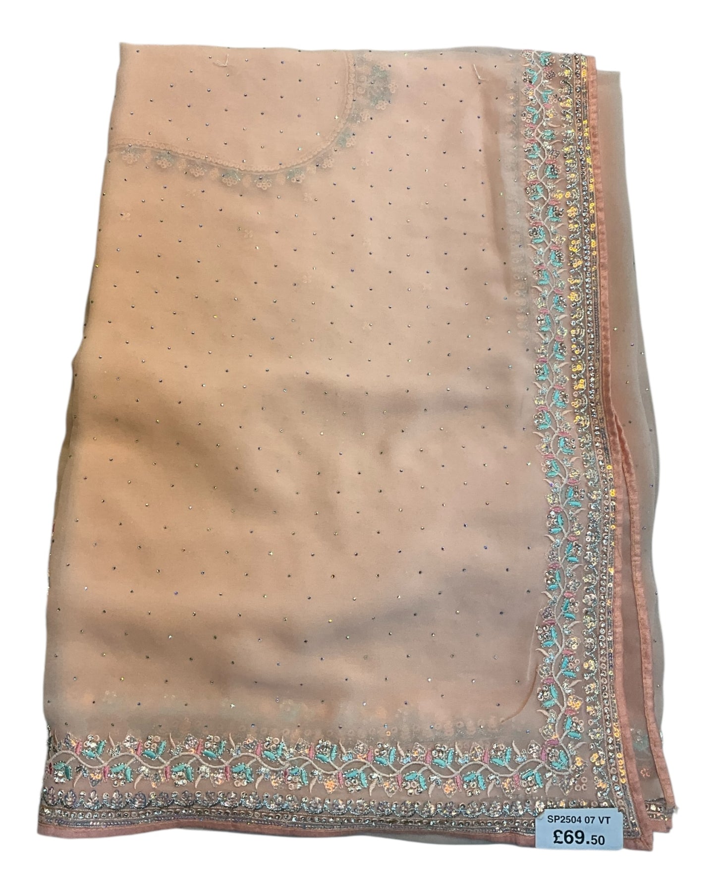 Peach - Chiffon -Fancy Party Saree with Blouse Piece - SP2408 11VT24