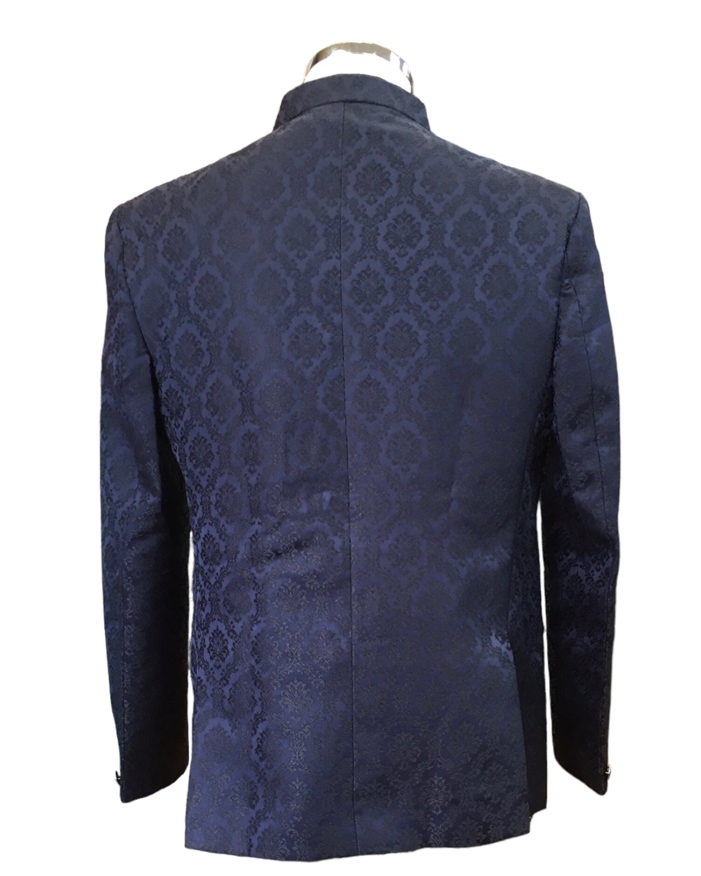 PREMIUM Slim Fit Mens Navy Blue Self Brocade BandhGala / Prince / Chinese Collar Jacket - Fantastic Fit - CS2411 TP 0524