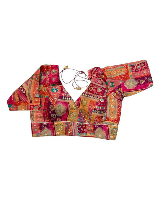 Fuchsia / Magenta Pink - Banarasi Brocade Saree / Lehenga blouse - 38" Bust (UK 12) Can be let out to size 14 - VFJ204 01KP25