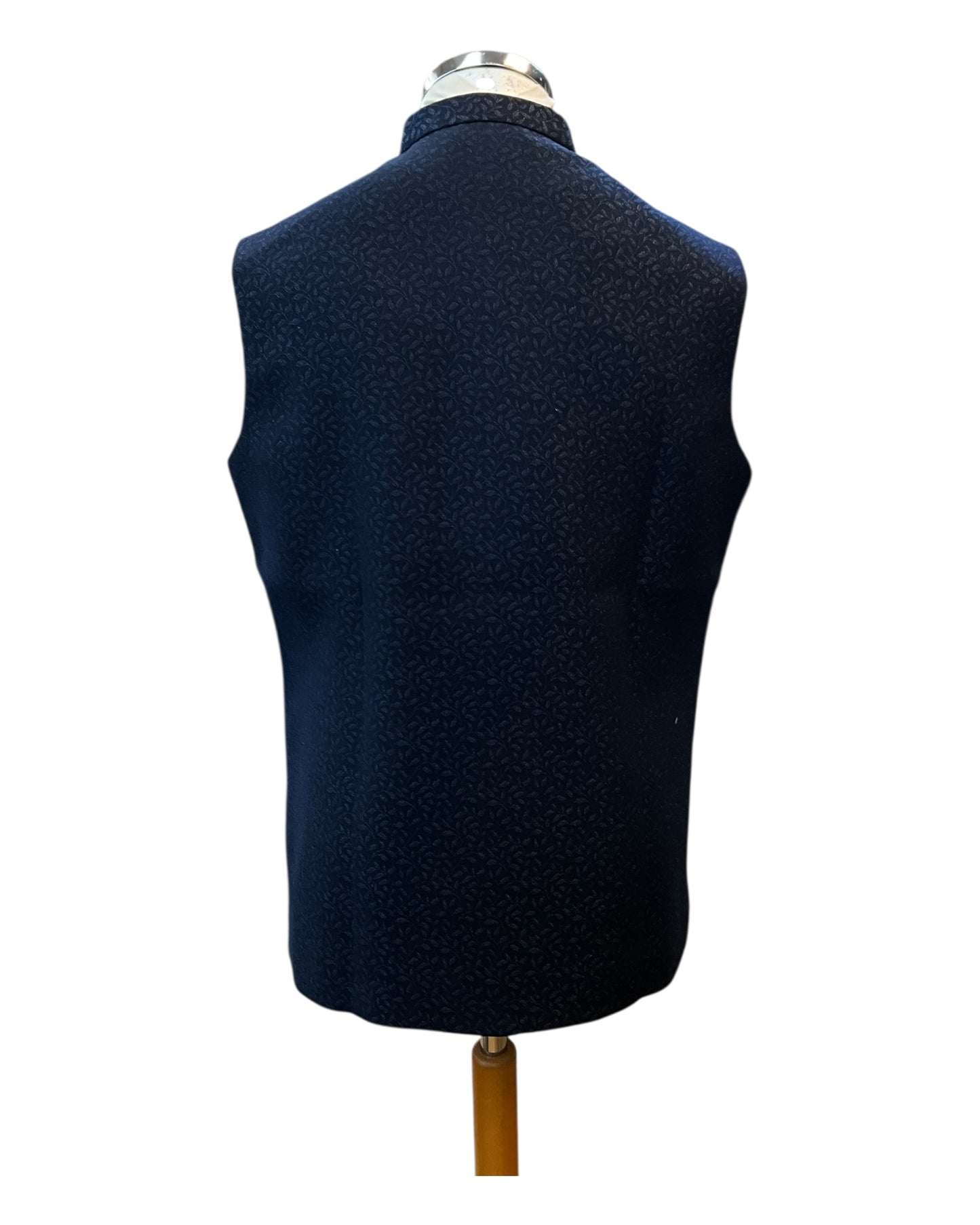 Navy Blue - Self Brocade - Premium Suede Feel Mens Indian Waistcoat - UK Stock - 24 hr Dispatch - VNS-JKT697/30 10KP25