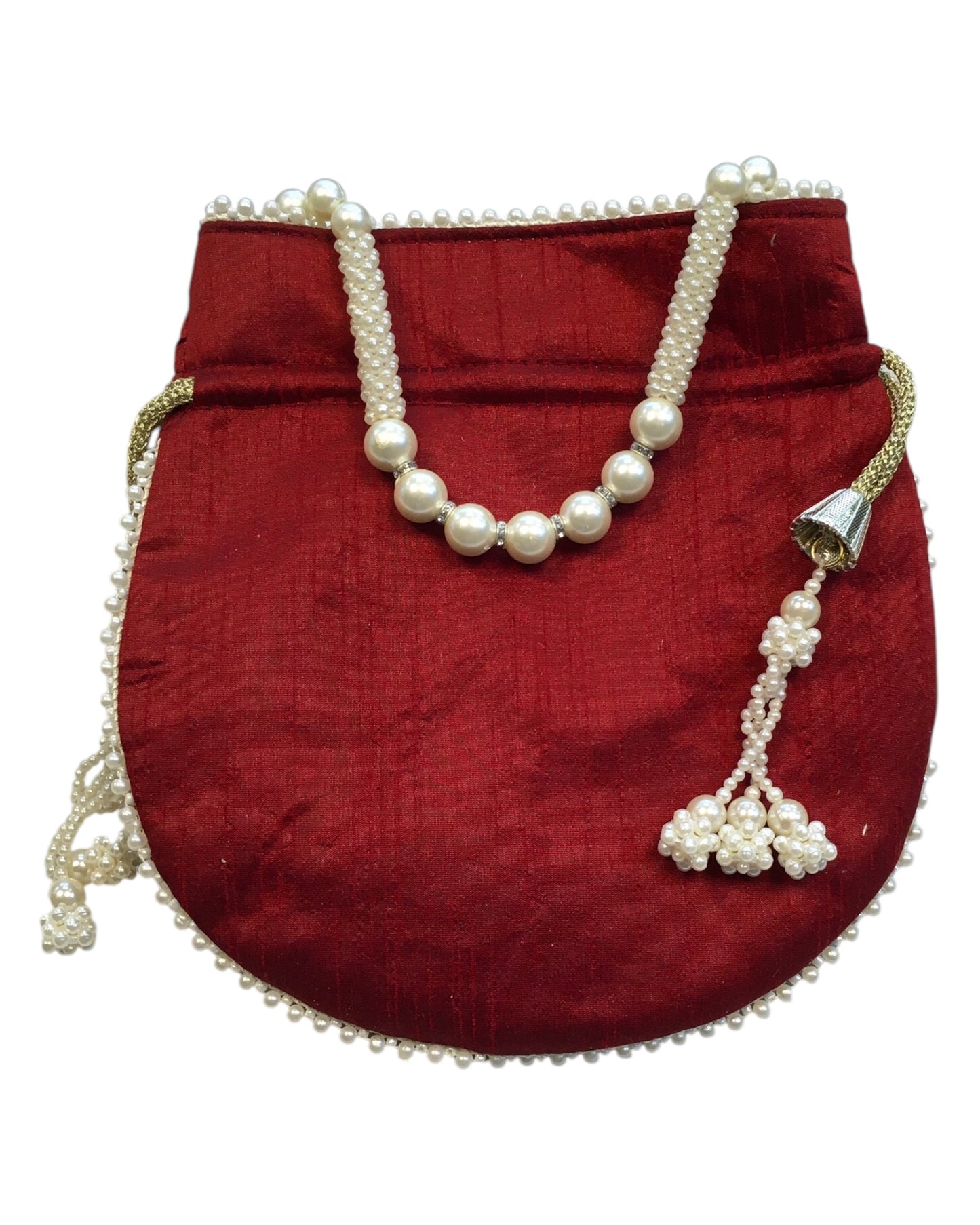 Maroon - Silky Bollywood Ladies Potli / Pouch Style HandBag - GJ21 10Rp24