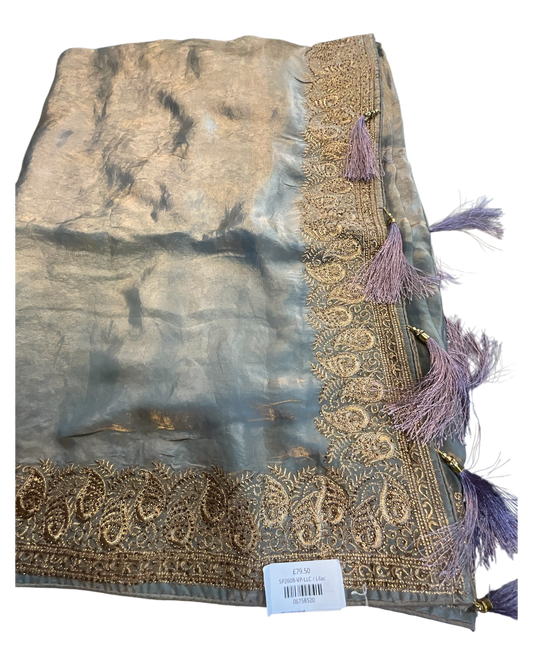 Lilac - Fancy Party Saree with Blouse Piece - UK stock - 24hr Dispatch - SP2608 VP
