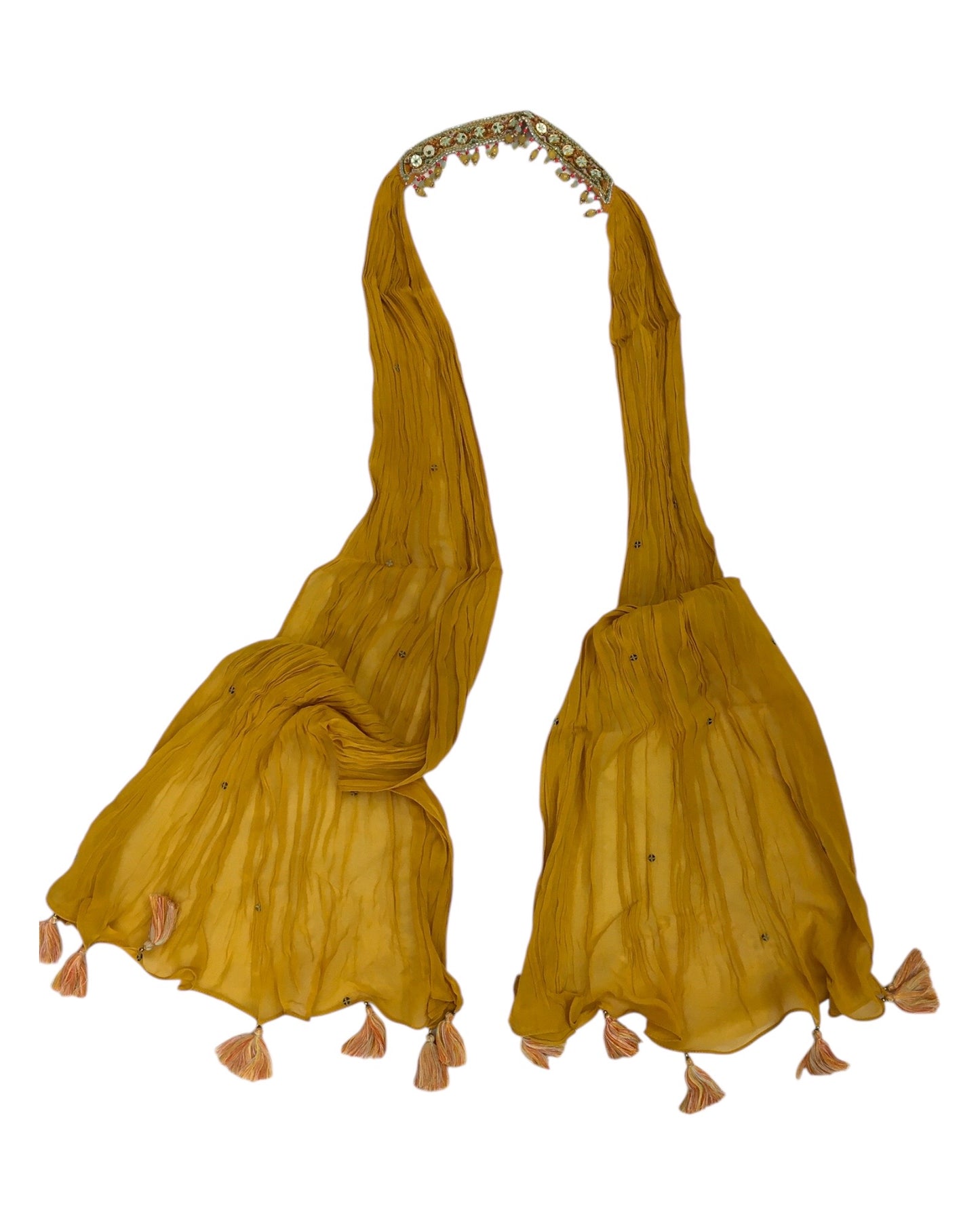 Haldi Yellow - Designer Ladies Short Top Palazzo Trousers Suit - Size 12 (38") - VMK POOJA CP