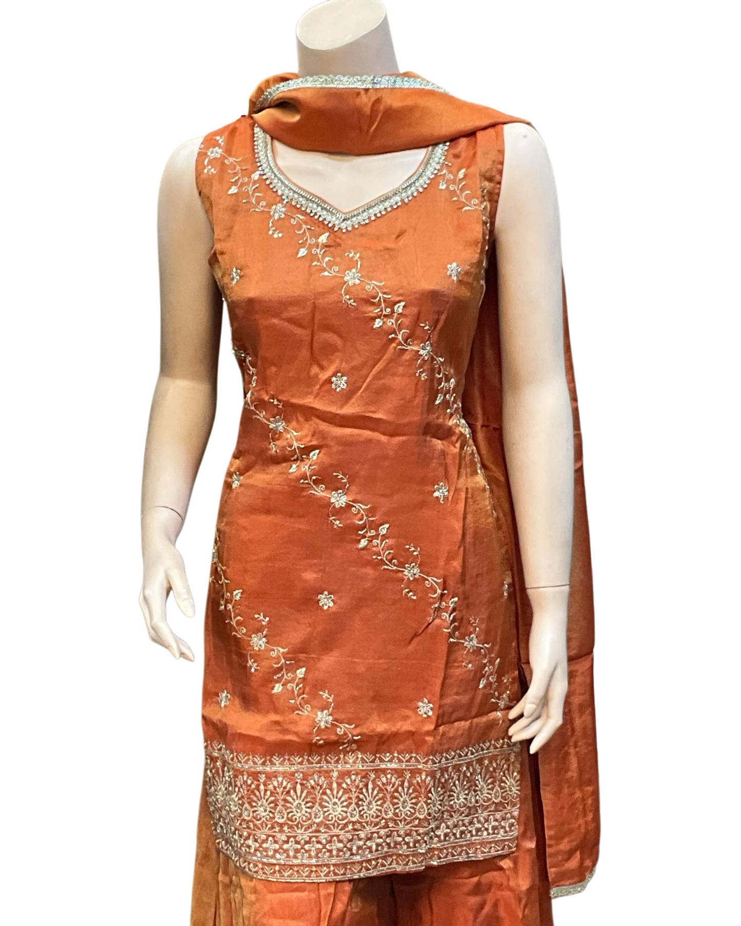 UK 12 / 38" - Burnt Orange - Ladies Sharara / Palazzo Trousers Suit - UK Stock - Sangeet / Henna / Weddings - OC7302 VC