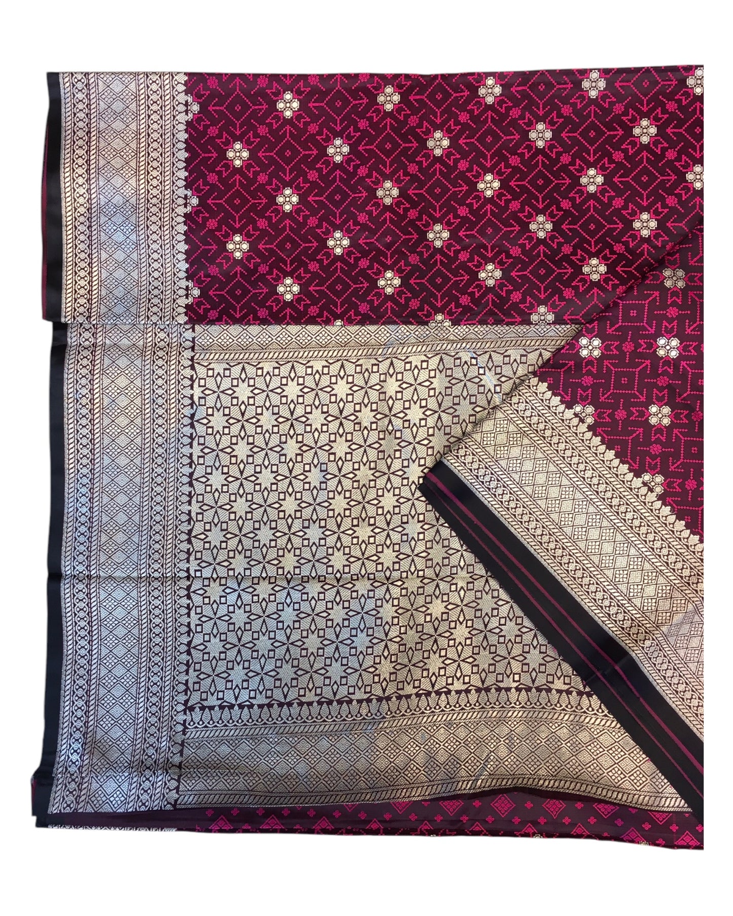 Black - Traditional Handloom Banarasi Sari / Saree - with Blouse Piece - SN2405 11TP24