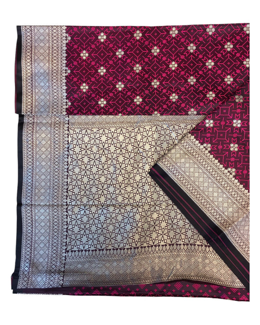 Black - Traditional Handloom Banarasi Sari / Saree - with Blouse Piece - SN2405 11TP24