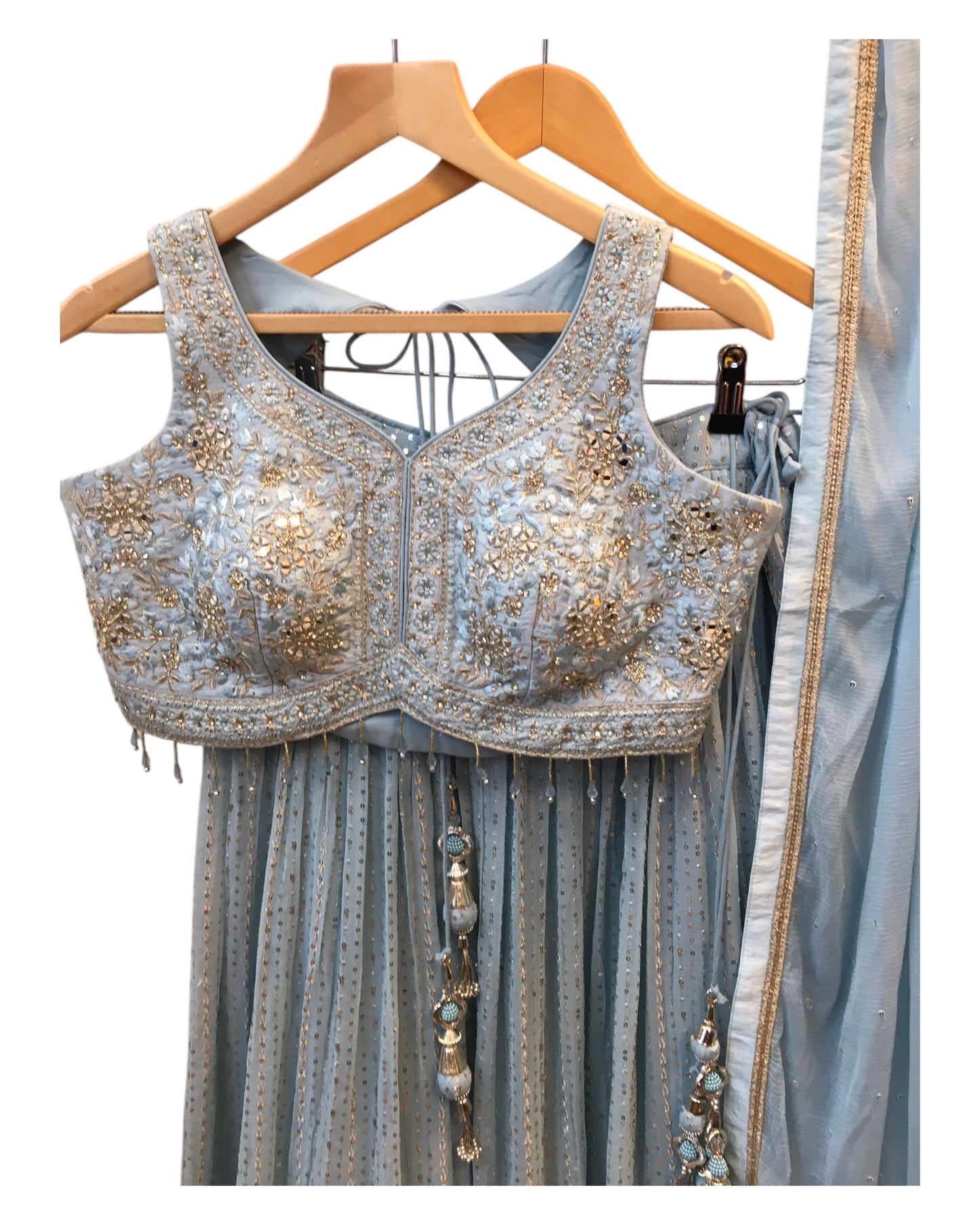 Size 12 / 38" Bust - Sky Blue - Ready Made Lehenga Set - UK Stock - 24h Dispatch - KTC241007 PK 1024