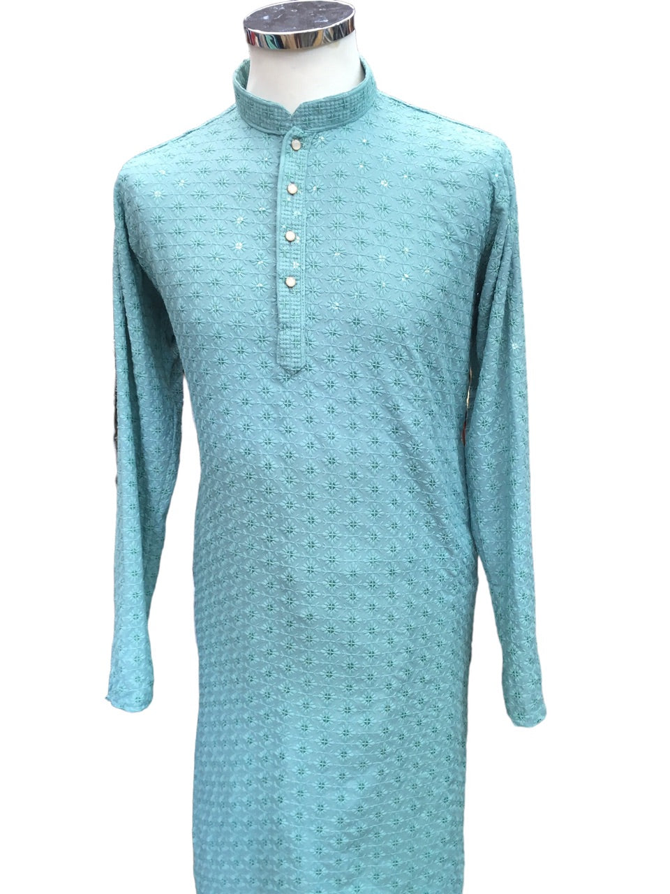Sea Green - Lucknowi Sequins Mens Indian Kurta set - Weddings / Walimas , Sangeet, Eid, Mehndi / Henna - YD2403 KT 0324