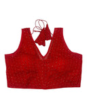 Red - Fully Embroidered V neck Saree / Lehenga blouse - With Cups - Margin to loosen - UK Stock - AF2343 H 0923
