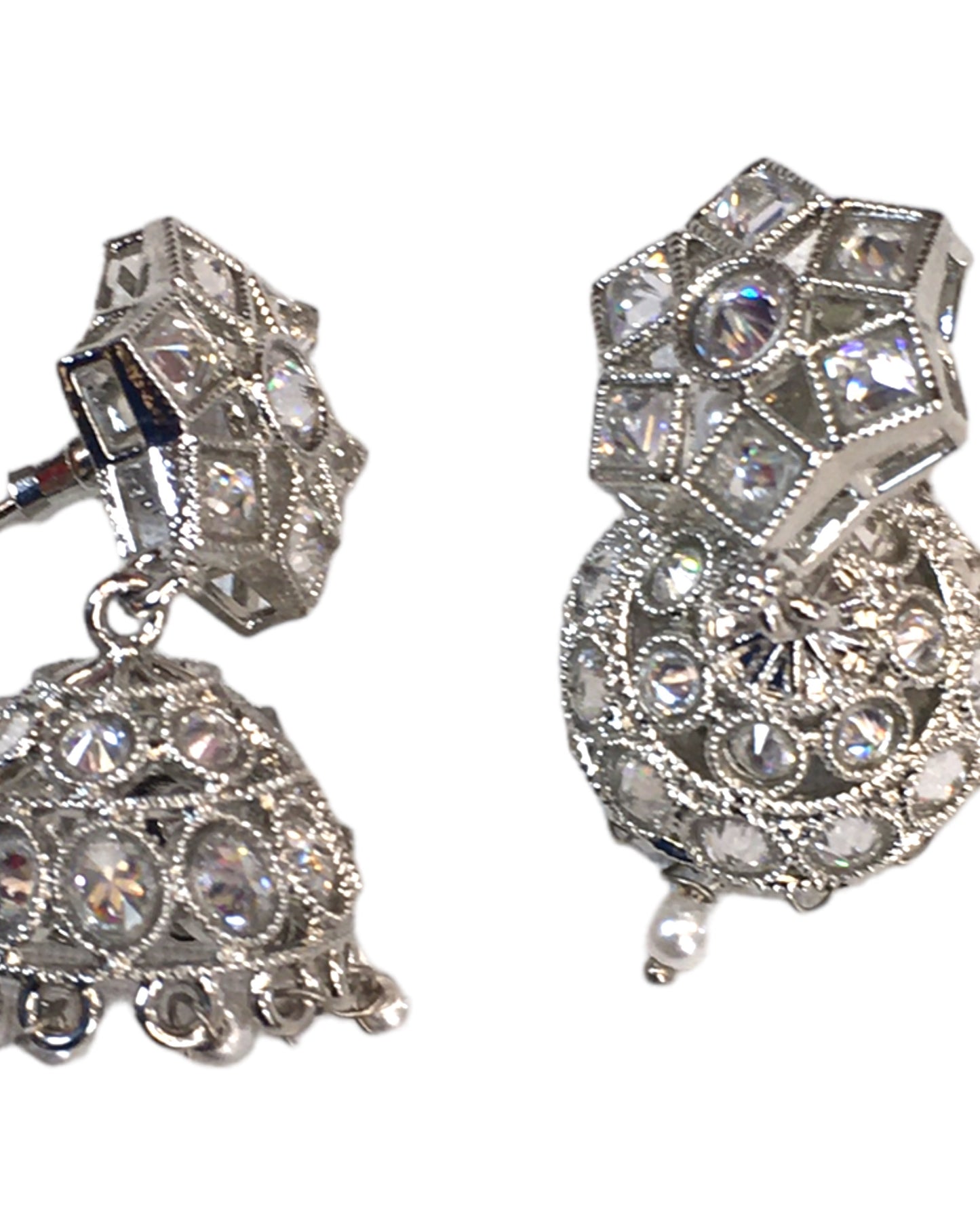 Clear / Neutral - Small Size Silver Finish Necklace Set with Earrings - SV2401 H 0424