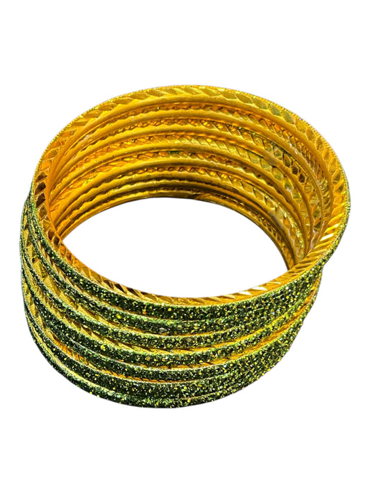 Henna / Mehndi Green - Set of 8 Stone Bangles - M to XXL - HAN2601 07Ka26