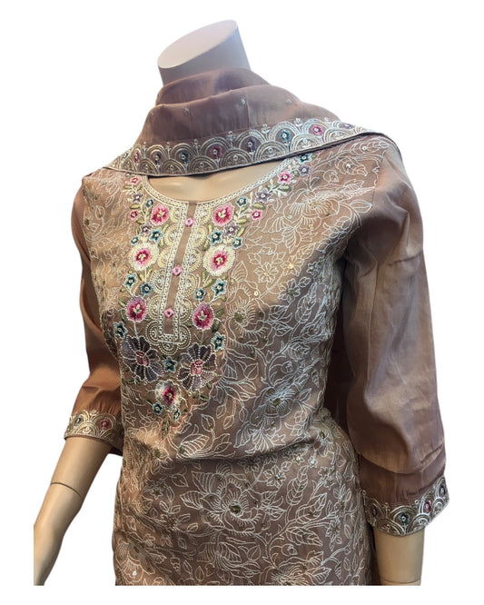 Rose Gold - Ladies Medium Length Top Palazzo Trousers Suit - Size 12 (38") - KTC250149 TK