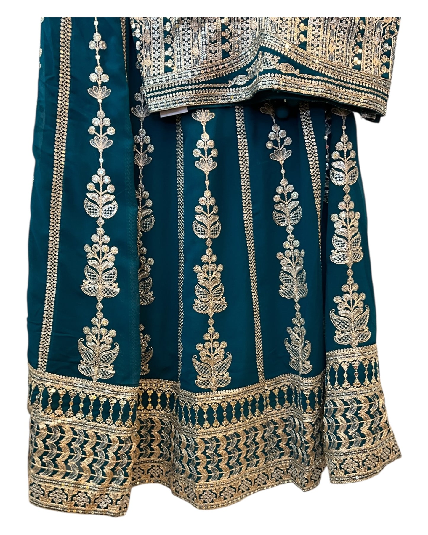 Size 12 / 38" Bust - Teal / Tuquoise - Ready Made Lehenga Set - UK Stock - 24h Dispatch - KTC250652 VA