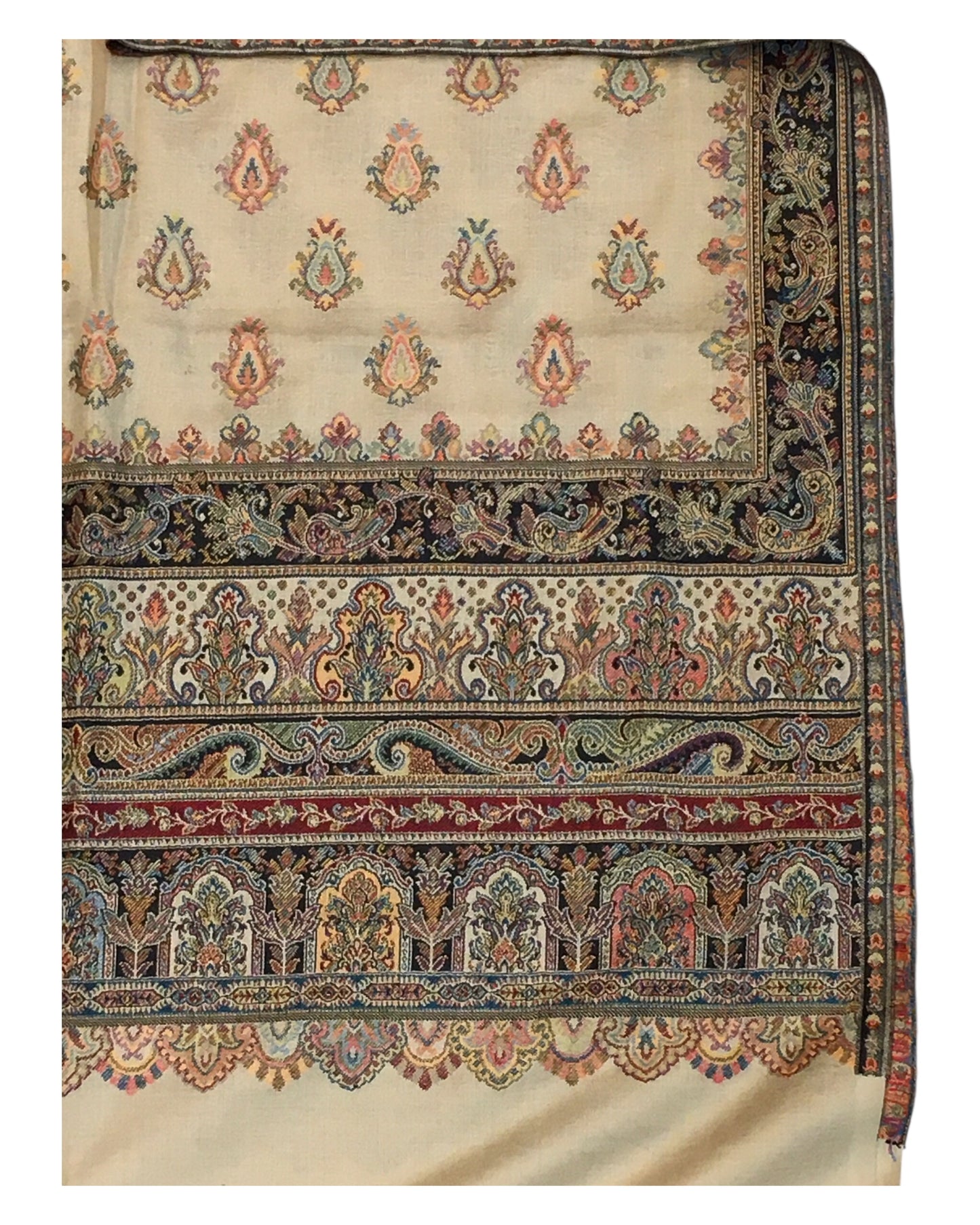 Beige - Soft Art Wool Handloom Woven Shawl - (P350) 11KY24 NTC2414
