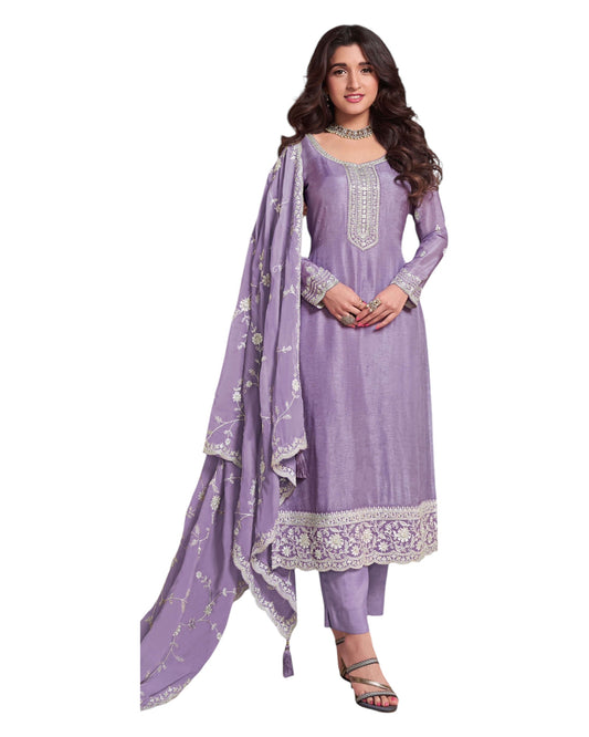 Lilac - Simple / Classy Silky Ladies Salwar Suit with Rich Dupatta - Available in Sizes 12 & 18 - VF69096 VR 0924