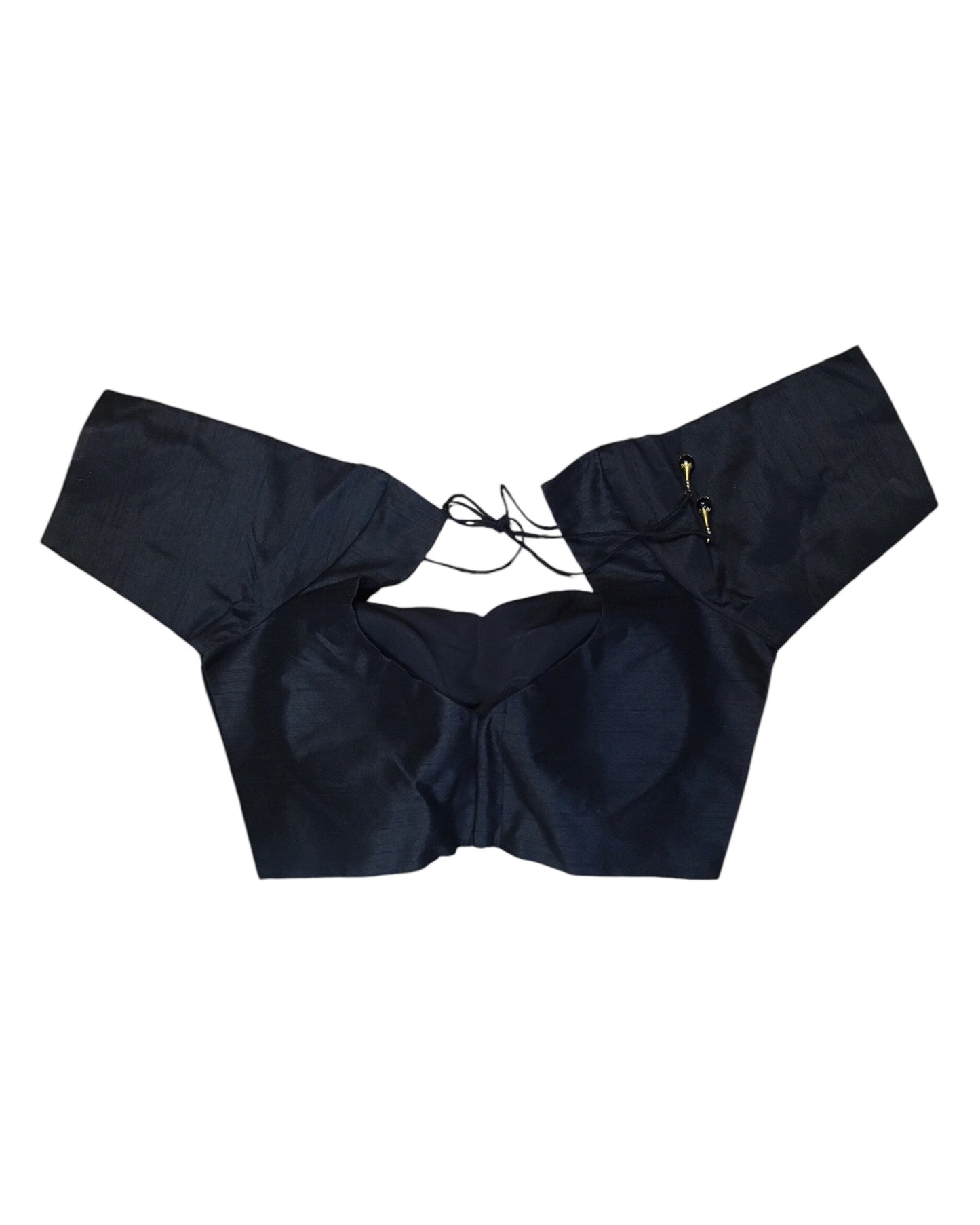 Black - Silky Saree blouse with cups, Short Sleeves - 42" - UK Stock - Quick Delivery - RNK - N659-A