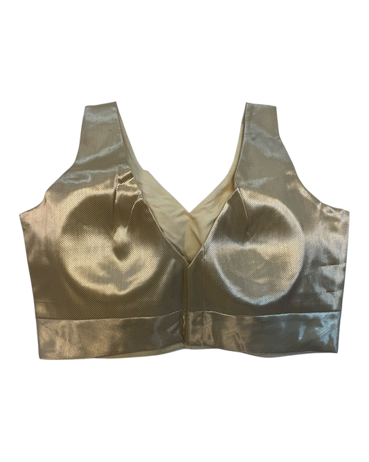 Size 42" / UK 16 - Antique Gold - Silky Saree blouse with cups, Sleeveless - UK Stock - Quick Delivery - RNK - R722A-KY