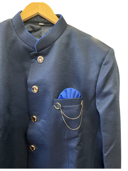 SALE! Navy Blue - Mens BandhGala / Prince / Chinese Collar Open Jacket - Fantastic Fit - PC2612