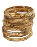 Antique Gold Finish Hand Crafted Rajasthani Kada & Bangles Set (Set of 6) - UK stock - SB1091 H