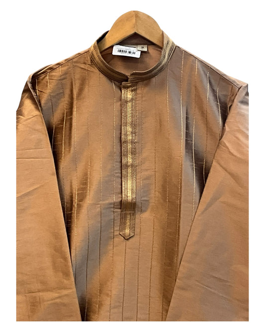 Rose Gold / Light Brown - Fantastic Mens Indian Kurta set - UK Stock - Weddings / Walimas , Sangeet, Diwali, Eid, Mehndi / Henna - NAD25701 KA