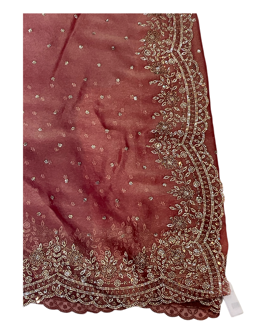 Dusty Pink - Classic Saree with Thread Work Border and Blouse Piece - UK stock - 24hr Dispatch - RS2529 JR