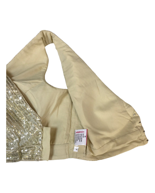 Light Gold - Full Sequins Designer Saree blouse with cups, Sleeveless - 38" - UK Stock - Quick Delivery - RNK - N645-KV