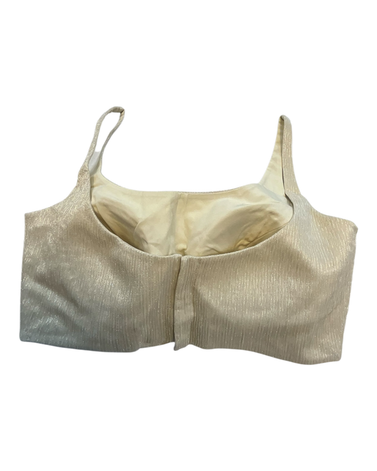 36" / UK 10 - Cream / Champagne - Rich Designer Saree blouse with cups, Sleeveless - UK Stock - Quick Delivery - RNK - R931-H