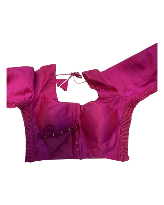 Plum - HYBRID Silky Saree blouse - With Elastic on both side for Great fit - Size 36",38", 40" S M L - VAM1216 Ap
