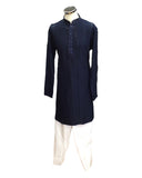 Navy Blue - Rich Sequins Lucknowi Chiffon Mens Indian Kurta Set with Smart Pants - Weddings / Walimas , Sangeet, Eid, Mehndi / Henna - SHU2501 KC 0325