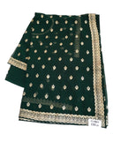 Bottle Green - Chiffon - Party Wear Embroidered Saree with Blouse Piece - SP2504008 VY