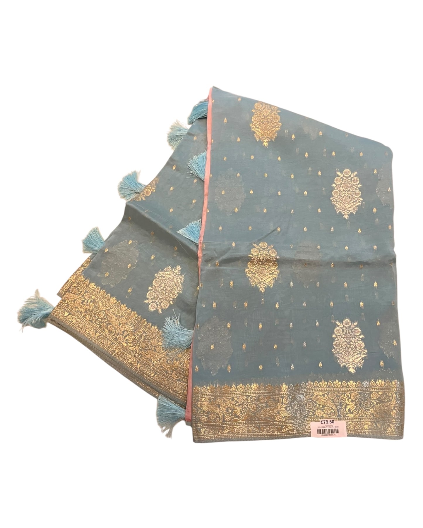 Sky / Light Blue - Handloom - Chiffon Banarasi Saree with Blouse Piece - JOH1608 10TV25