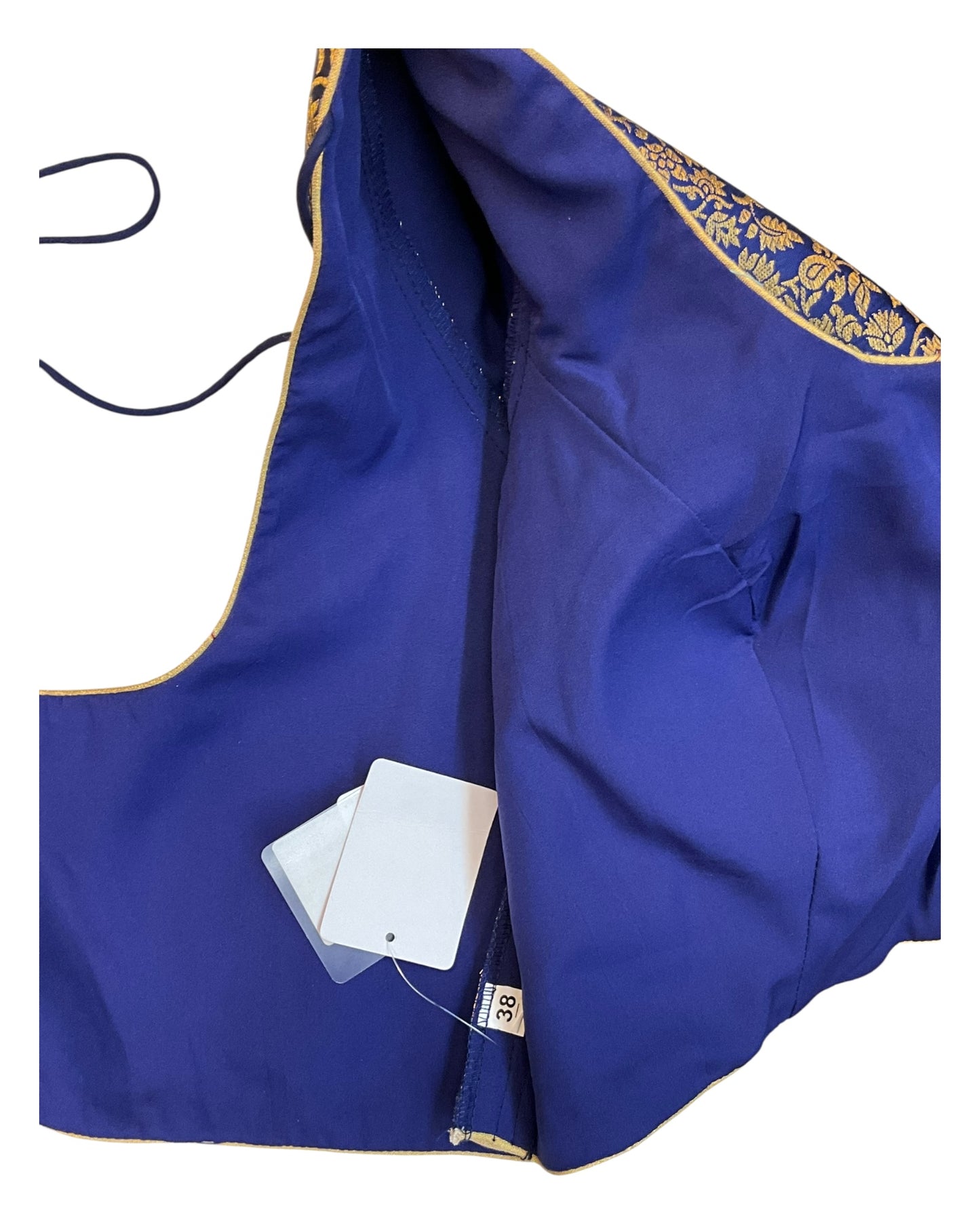 38" & 42" - Navy Blue - Banarasi Brocade Saree / Lehenga Blouse -UK Stock - Quick Dispatch - X1126 01A25