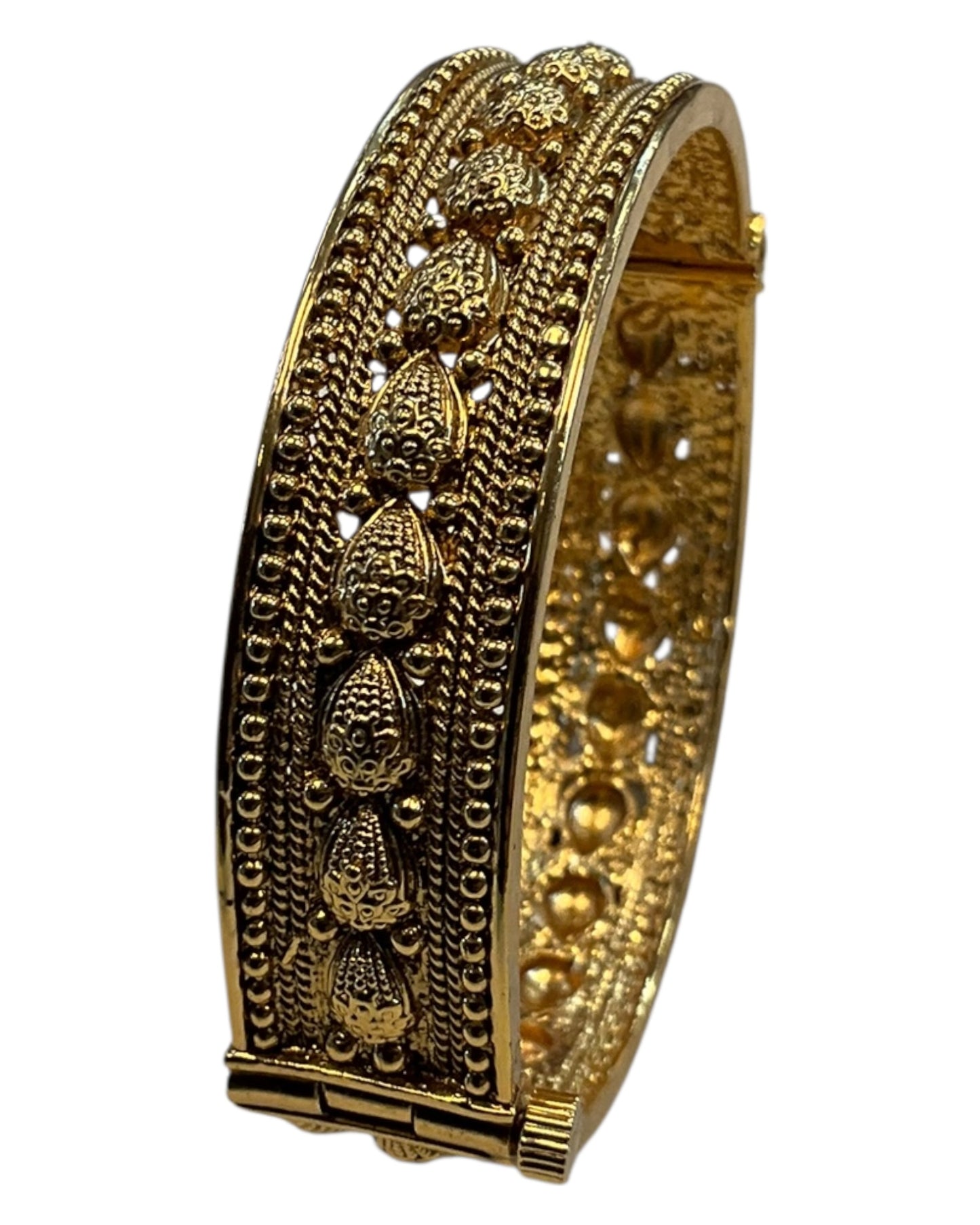 Openable - Gold Finish Hand Crafted Rajwadi Kada Bangle (Single) - Mix N Match - SR06 V