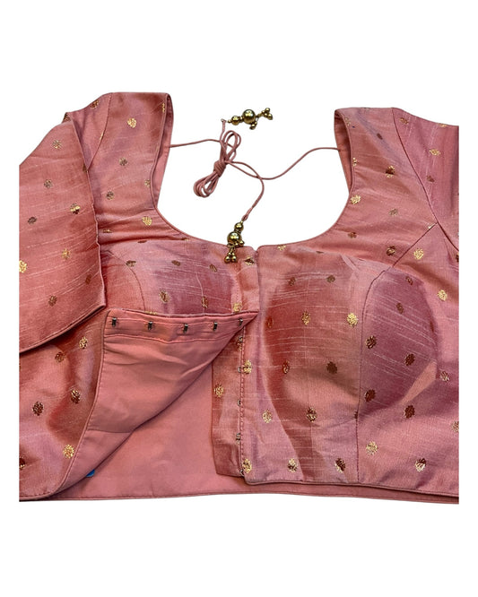 34", 38" & 42" - Pink - Banarasi Brocade Saree / Lehenga Blouse -UK Stock - Quick Dispatch - X767 08Ap25 - Prachy Creations