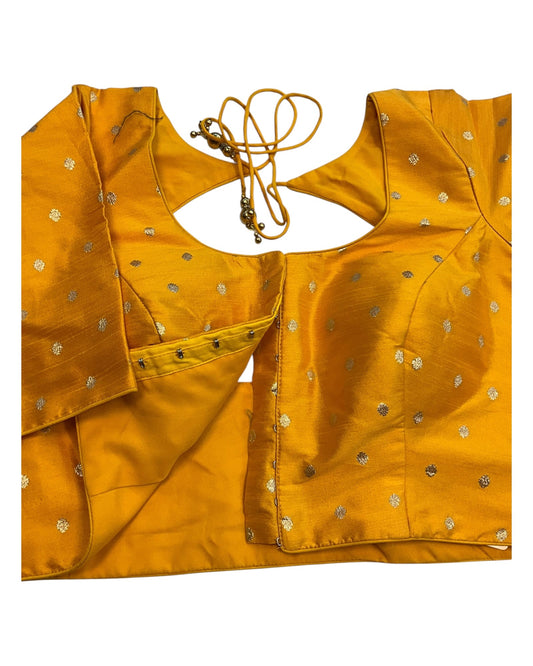 34", 38" & 42" - Yellow - Banarasi Brocade Saree / Lehenga Blouse -UK Stock - Quick Dispatch - X767 08Ap25 - Prachy Creations