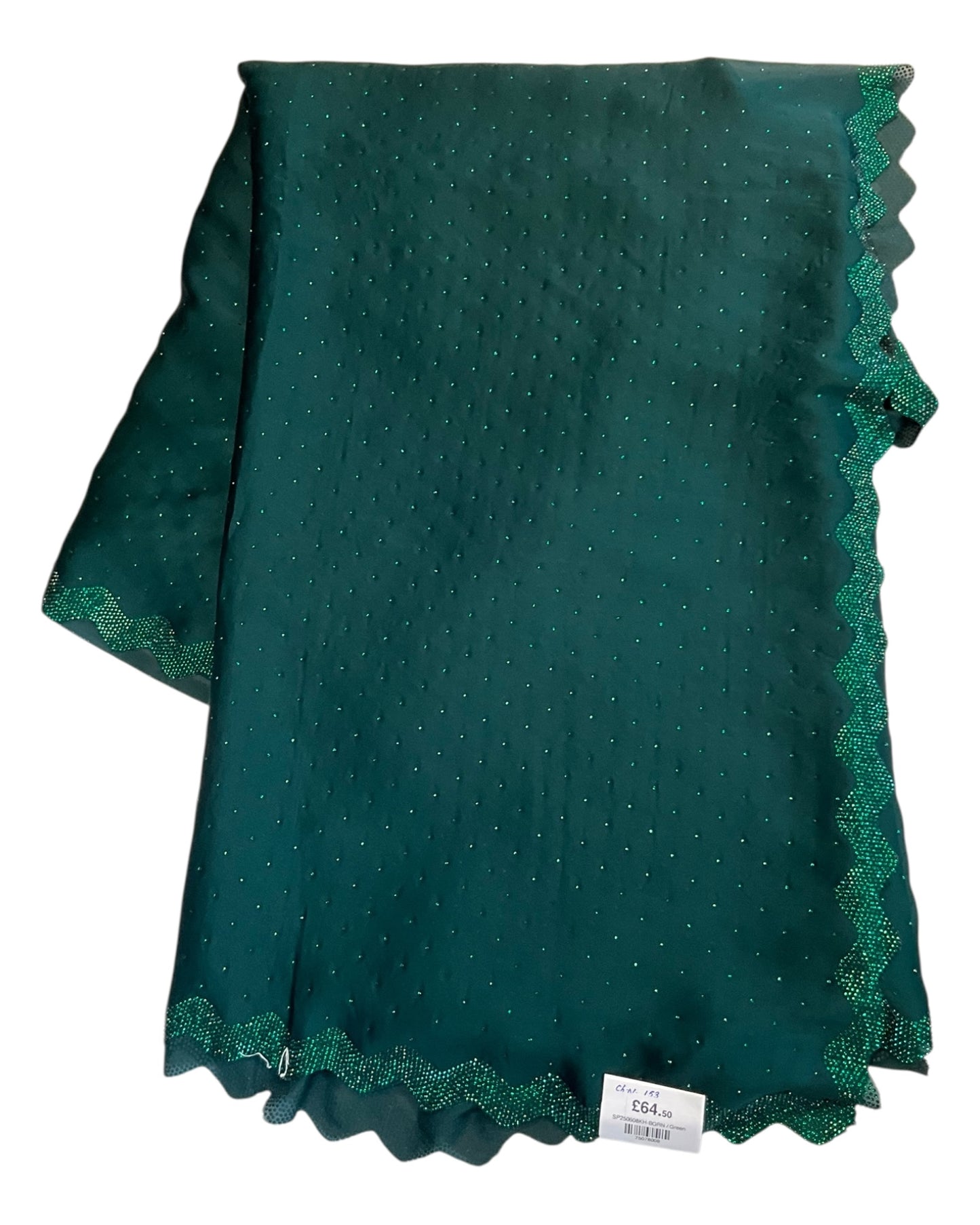 Bottle Green - Fancy Embroidered Saree with Blouse Piece - UK stock - 24hr Dispatch - SP250608 KH