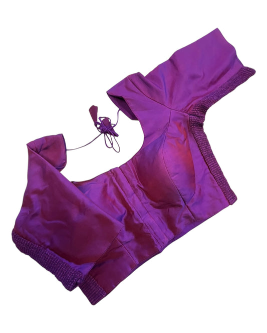 Purple - HYBRID Silky Saree blouse - With Elastic on both side for Great fit - Size 36",38", 40" S M L - VAM1216 Ap