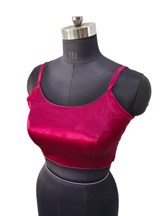 Fuchsia Pink - Spaghetti Strap Gaji Silk Saree / Lehenga blouse - 38" Bust - UK 12 - Back Fasten - AF2402 A 0324