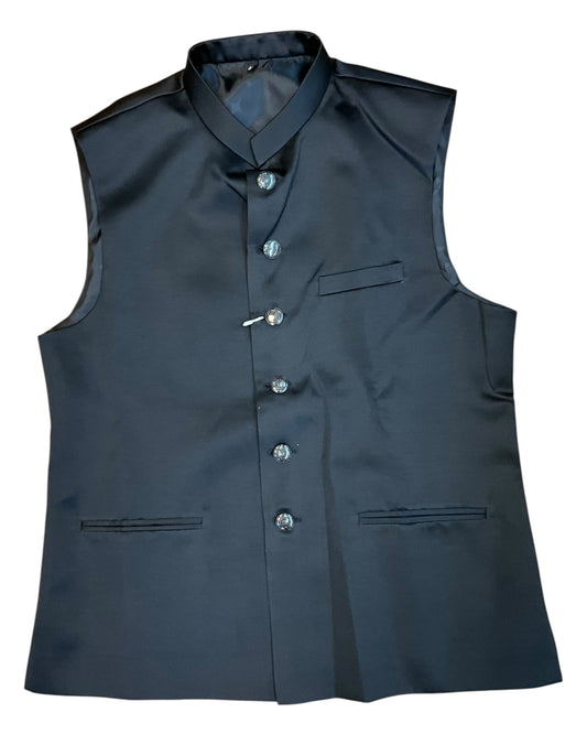 Black - PREMIUM Slim Fit Mens BandhGala / Prince / Chinese Collar Open Jacket with inside Waistcoat- Fantastic Fit - CS2511 JP 0625