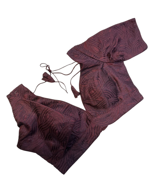 36" UK10 & 40" UK14 -Dark Maroon / Wine - Deep Neck & Back - Saree / Lehenga Blouse -UK Stock - Quick Dispatch - B246 09KP25 - Prachy Creations