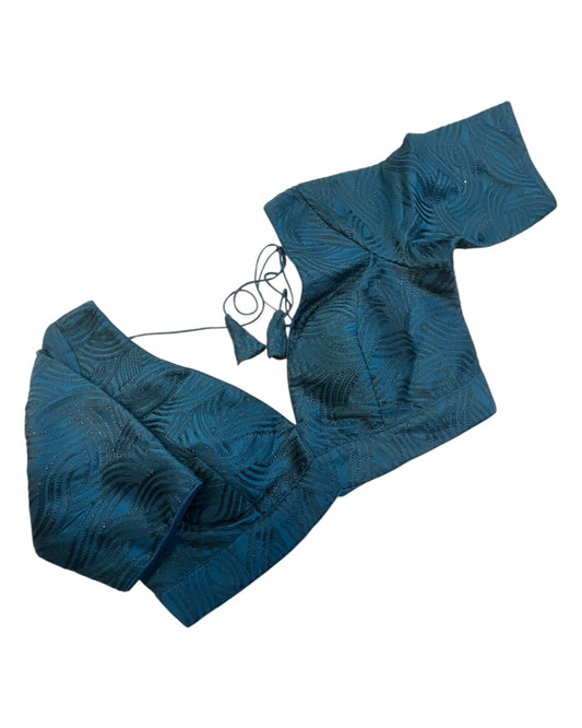36" UK10 & 40" UK14 - Teal Blue - Deep Neck & Back - Saree / Lehenga Blouse -UK Stock - Quick Dispatch - B246 09KP25 - Prachy Creations