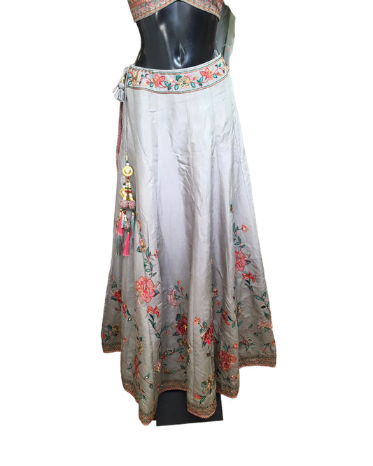 Light Grey Ready Made Lehenga Set - UK Stock - 24h Dispatch - ZC114 KYP 0324