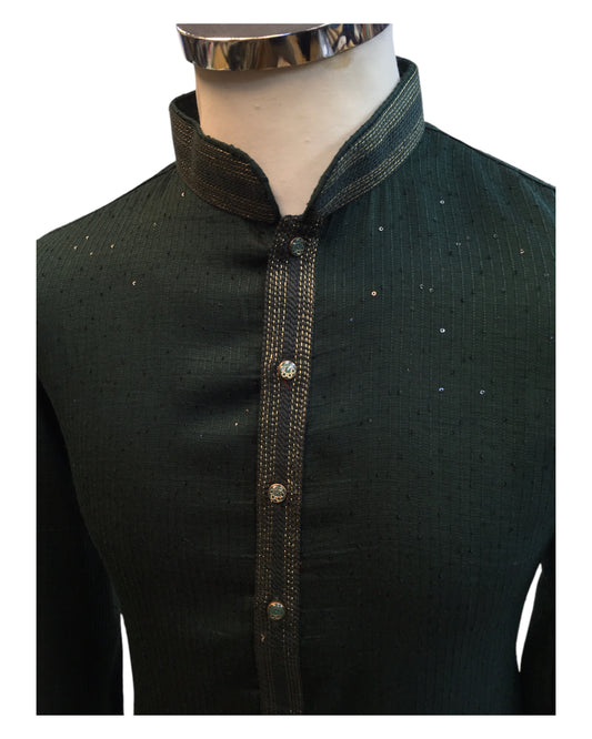 Bottle Green - Fantastic Mens Indian Kurta set - Weddings / Walimas , Sangeet, Eid, Mehndi / Henna - NAD2404 08KA24