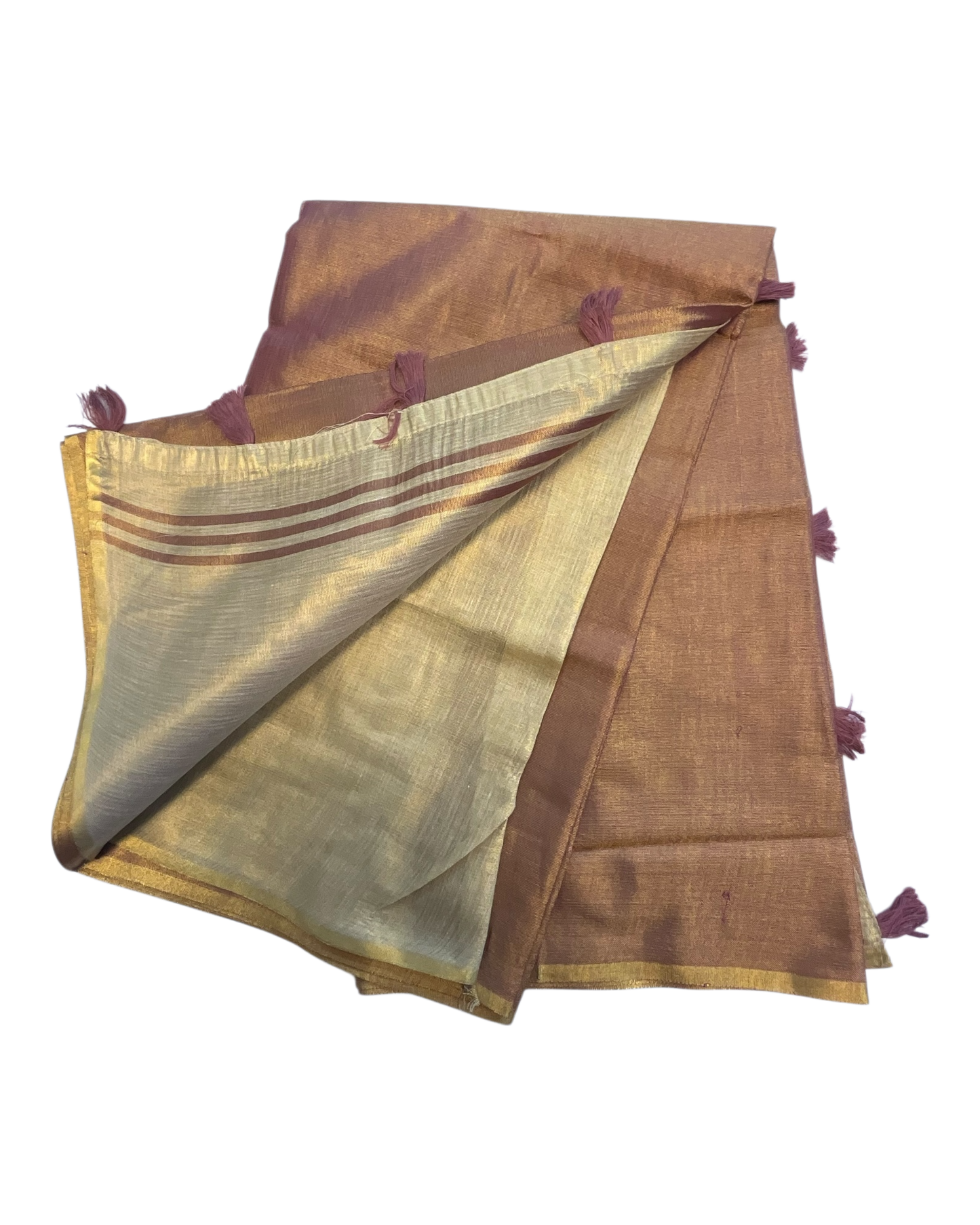 Rose Gold - Classic Plain Cotton Silky Fancy Saree with Blouse Piece - UK Stock - 2/3 days Delivery 12KV25 RP512