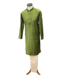 Henna / Mehendi Green - Cotton Silky Self Brocade Mens Kurta Set - Sangeet Mehendi Haldi - KCS1003 KK 1123