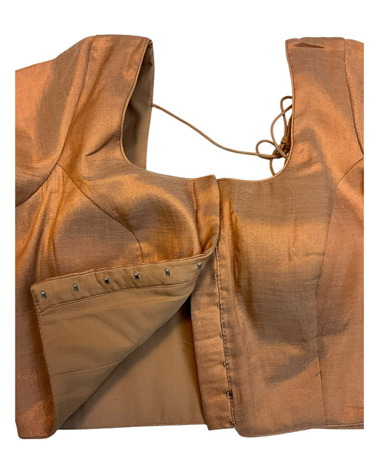 Rose Gold - Silky Saree blouse - UK Stock - Next Day / 2-3 Days Delivery - Size 34"-46" - XS, S, M, L, XL, XXL - VFL289 R