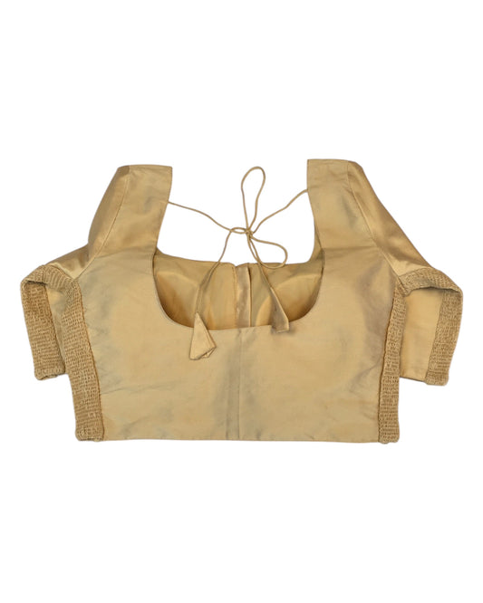 Gold - HYBRID Silky Saree blouse - With Elastic on both side for Great fit - Size 34"-44" - XS, S, M, L, XL, XXL - VAM1216 A